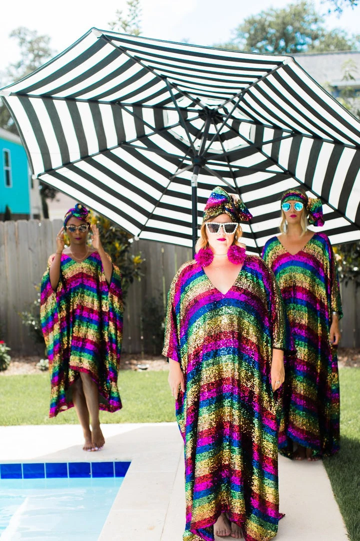 Fringe Co Rainbow Stripe Sequin Short Caftan Caftan Club Collection 19 Fringe Co Rainbow Stripe Sequin Short Caftan Caftan Club Collection
