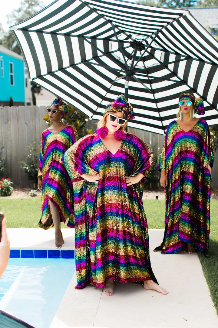 Fringe Co Rainbow Stripe Sequin Short Caftan Caftan Club Collection 20 Fringe Co Rainbow Stripe Sequin Short Caftan Caftan Club Collection