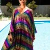 Fringe Co Rainbow Stripe Sequin Short Caftan Caftan Club Collection