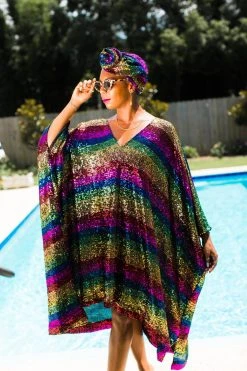 Fringe Co Rainbow Stripe Sequin Short Caftan Caftan Club Collection 24 Fringe Co Rainbow Stripe Sequin Short Caftan Caftan Club Collection