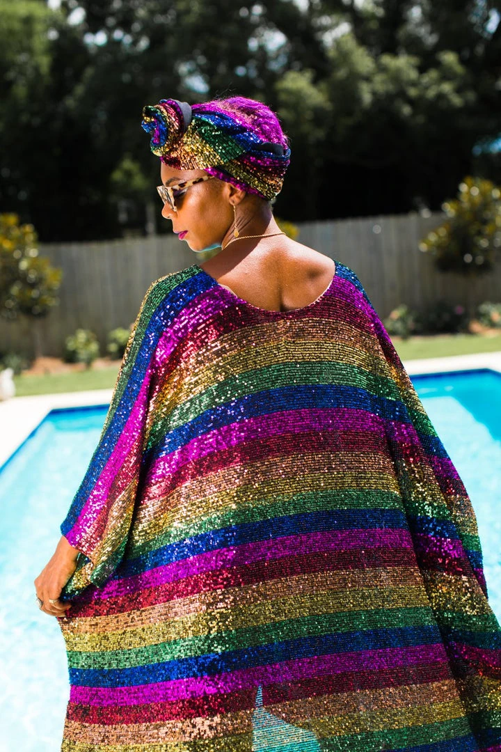 Fringe Co Rainbow Stripe Sequin Short Caftan Caftan Club Collection 5 Fringe Co Rainbow Stripe Sequin Short Caftan Caftan Club Collection