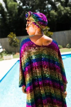 Fringe Co Rainbow Stripe Sequin Short Caftan Caftan Club Collection 28 Fringe Co Rainbow Stripe Sequin Short Caftan Caftan Club Collection