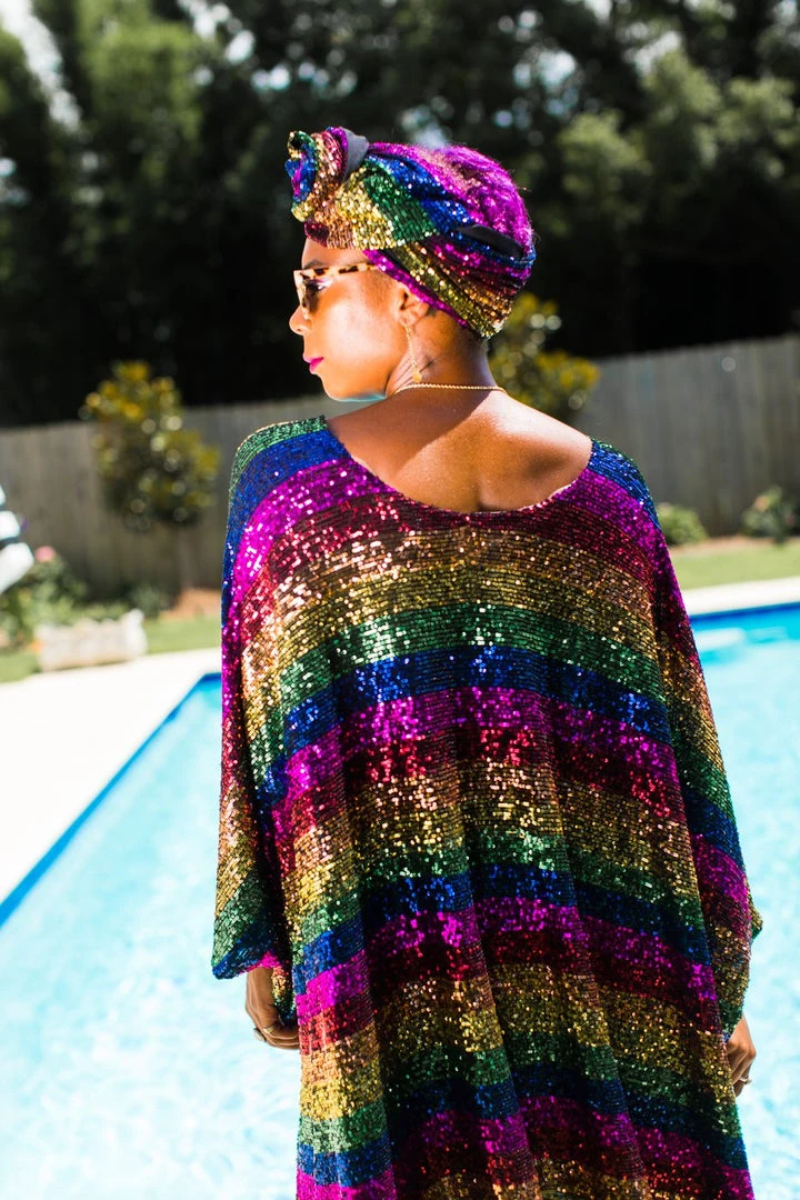 Fringe Co Rainbow Stripe Sequin Short Caftan Caftan Club Collection 8 Fringe Co Rainbow Stripe Sequin Short Caftan Caftan Club Collection
