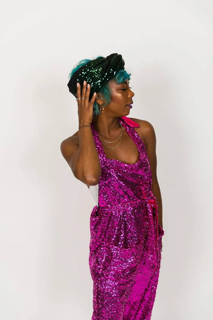 Fringe Co Sequin Collection Bright Pink Sequin Party Jumpsuit 3 Fringe Co Sequin Collection Bright Pink Sequin Party Jumpsuit