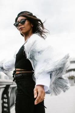 Fringe Co The Princess White And Silver Totally Tinsel Fringe Jacket