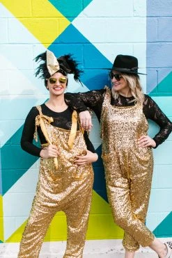 Fringe Co Gold Sequin Party Jumpsuit