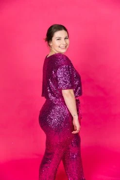 Fringe Co Bright Pink Sequin Crop