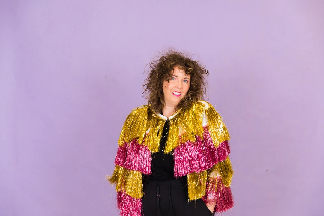 Fringe Co Totally Tinsel Collection Pink And Gold Totally Tinsel Jacket 6 Fringe Co Totally Tinsel Collection Pink And Gold Totally Tinsel Jacket