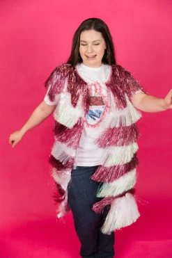 Fringe Co Shop Spring Sparkles The Pretty In Pink Pink And Iridescent Tinsel Duster