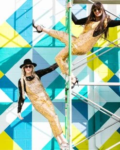 Fringe Co Gold Sequin Party Jumpsuit