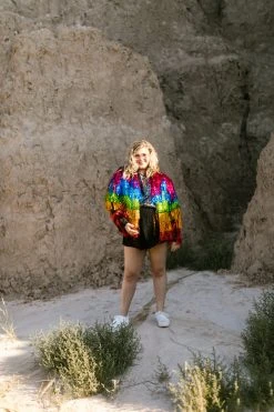 Fringe Co Totally Tinsel Collection The Rebel Rainbow Tinsel Fringe Jacket