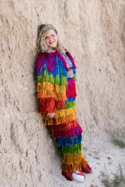 Fringe Co Totally Tinsel Collection The Rebel Rainbow Tinsel Fringe Jacket