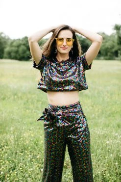 Fringe Co Rainbow Sequin Crop Top