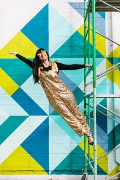 Fringe Co Gold Sequin Party Jumpsuit