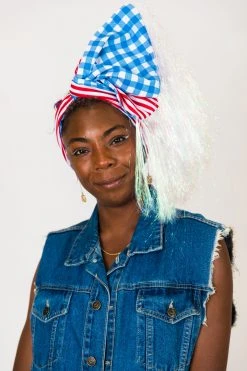 Fringe Co Red, White And Blue Reversible Party Wrap With Iridescent Fringe Party Wraps