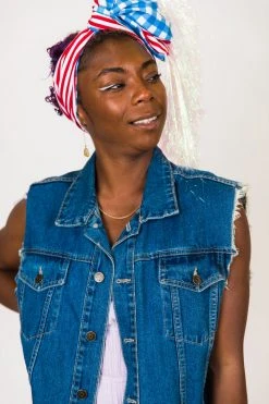 Fringe Co Red, White And Blue Reversible Party Wrap With Iridescent Fringe Party Wraps