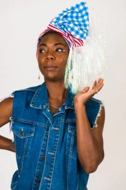 Fringe Co Red, White And Blue Reversible Party Wrap With Iridescent Fringe Party Wraps