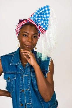 Fringe Co Red, White And Blue Reversible Party Wrap With Iridescent Fringe Party Wraps