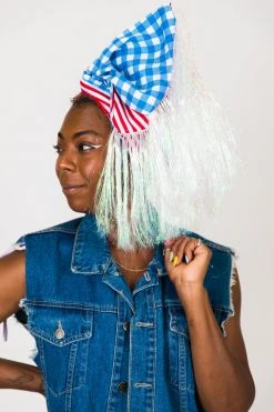 Fringe Co Red, White And Blue Reversible Party Wrap With Iridescent Fringe Party Wraps