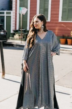 Fringe Co Caftan Club Collection Big Silver Holographic Dot Long Caftan