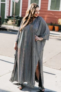 Fringe Co Caftan Club Collection Big Silver Holographic Dot Long Caftan