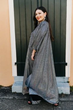 Fringe Co Caftan Club Collection Big Silver Holographic Dot Long Caftan