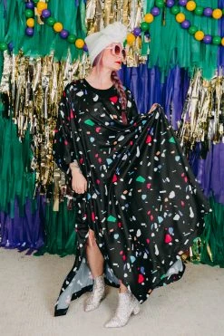 Fringe Co Black Confetti Long Caftan Caftan Club Collection