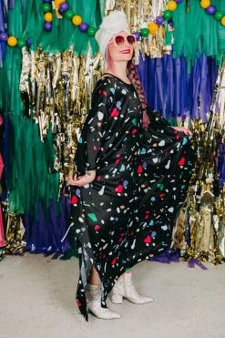 Fringe Co Black Confetti Long Caftan Caftan Club Collection