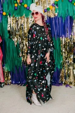 Fringe Co Black Confetti Long Caftan Caftan Club Collection
