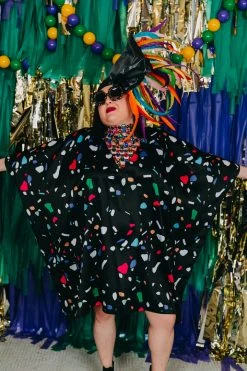 Fringe Co Black Confetti Short Caftan