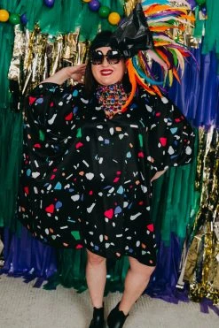 Fringe Co Black Confetti Short Caftan