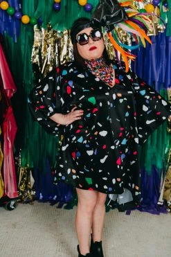 Fringe Co Black Confetti Short Caftan