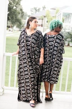 Fringe Co Black Diamond Embroidered Long Caftan Caftan Club Collection