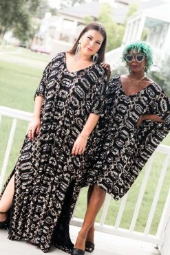 Fringe Co Black Diamond Embroidered Long Caftan Caftan Club Collection