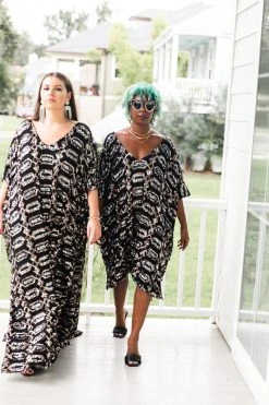 Fringe Co Black Diamond Embroidered Long Caftan Caftan Club Collection