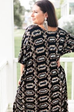 Fringe Co Black Diamond Embroidered Long Caftan Caftan Club Collection