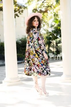 Fringe Co Black Floral Embroidered Sequin Short Caftan Caftan Club Collection