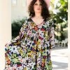 Fringe Co Black Floral Embroidered Sequin Short Caftan Caftan Club Collection