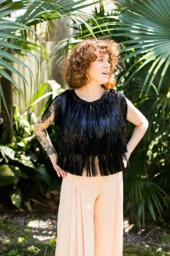 Fringe Co Black Tinsel Fringe Vest