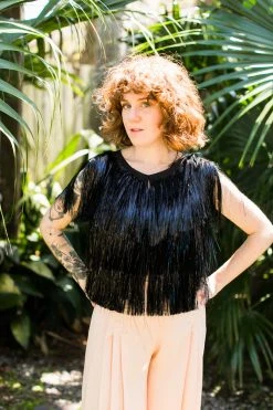 Fringe Co Black Tinsel Fringe Vest