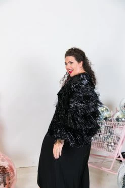 Fringe Co Totally Tinsel Collection Black Tinsel Fringe Jacket