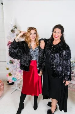 Fringe Co Totally Tinsel Collection Black Tinsel Fringe Jacket