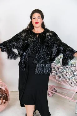 Fringe Co Totally Tinsel Collection Black Tinsel Fringe Jacket
