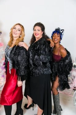 Fringe Co Totally Tinsel Collection Black Tinsel Fringe Jacket