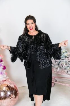 Fringe Co Totally Tinsel Collection Black Tinsel Fringe Jacket