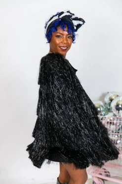 Fringe Co Totally Tinsel Collection Black Tinsel Fringe Jacket