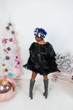 Fringe Co Totally Tinsel Collection Black Tinsel Fringe Jacket