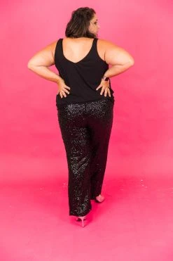 Fringe Co Sequin Collection Black High Waisted Sequin Party Pants 39 Fringe Co Sequin Collection Black High Waisted Sequin Party Pants