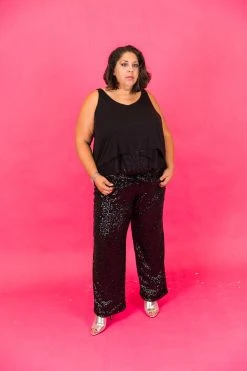 Fringe Co Sequin Collection Black High Waisted Sequin Party Pants 53 Fringe Co Sequin Collection Black High Waisted Sequin Party Pants