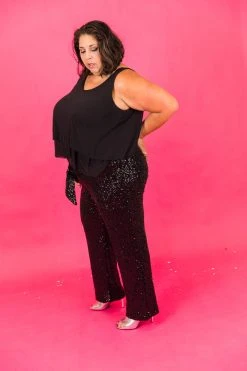 Fringe Co Sequin Collection Black High Waisted Sequin Party Pants 44 Fringe Co Sequin Collection Black High Waisted Sequin Party Pants